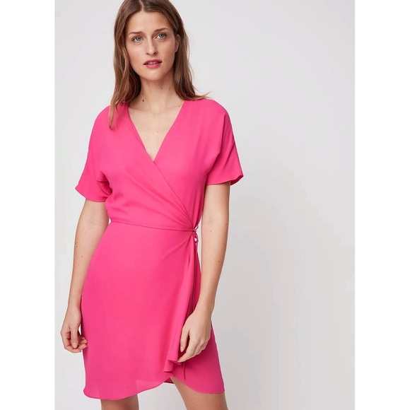 Babaton | Wallace Wrap Dress Hot Pink Small Aritzia - Picture 1 of 10
